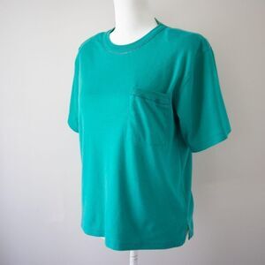 Vintage 90s Teal Short Sleeve Women's t shirt with shoulder pads